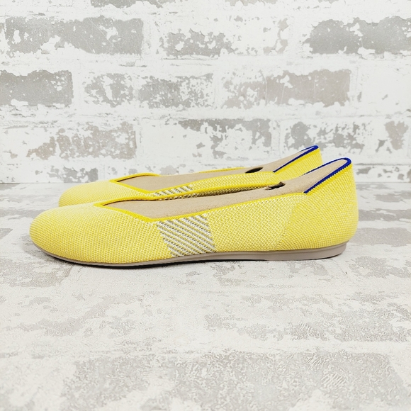 New Rothy's The Flat Lemon Stripe Slip On Round Toe Ballet Shoes E796